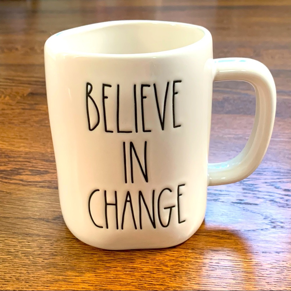 RAE DUNN Believe in Change Oversized Farmhouse Ceramic Coffee Mug
